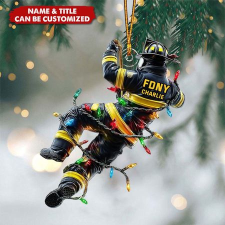 Holiday Rescue - Personalisiertes Feuerwehrmann-Acryl-Ornament